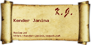 Kender Janina névjegykártya